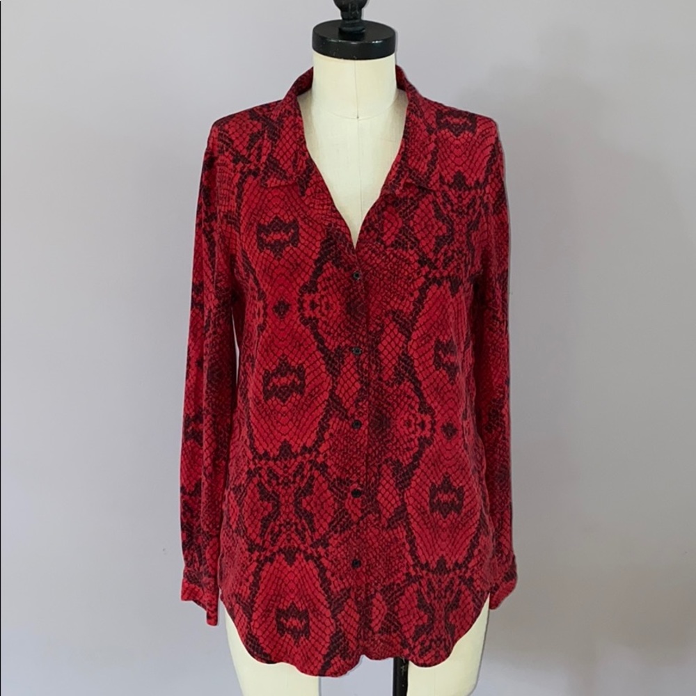 The Kooples Red and Black Snake Print Blouse